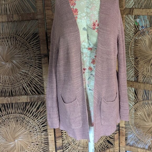 MADEWELL Postscript Linen Cotton Cardigan Sweater Dusty Pink - GUC Sz L - Picture 2 of 7